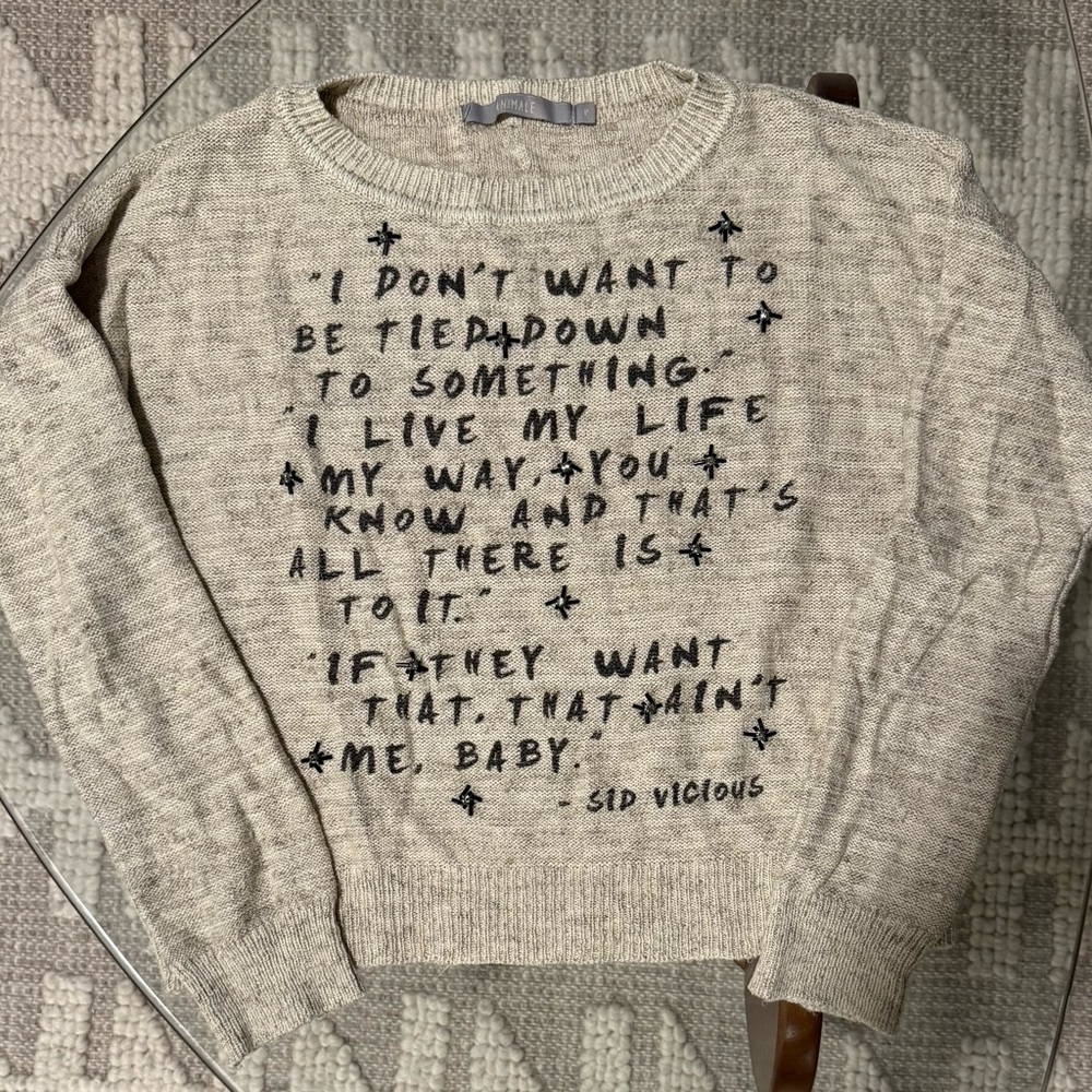 Women's Beige Sweater with Quote Design